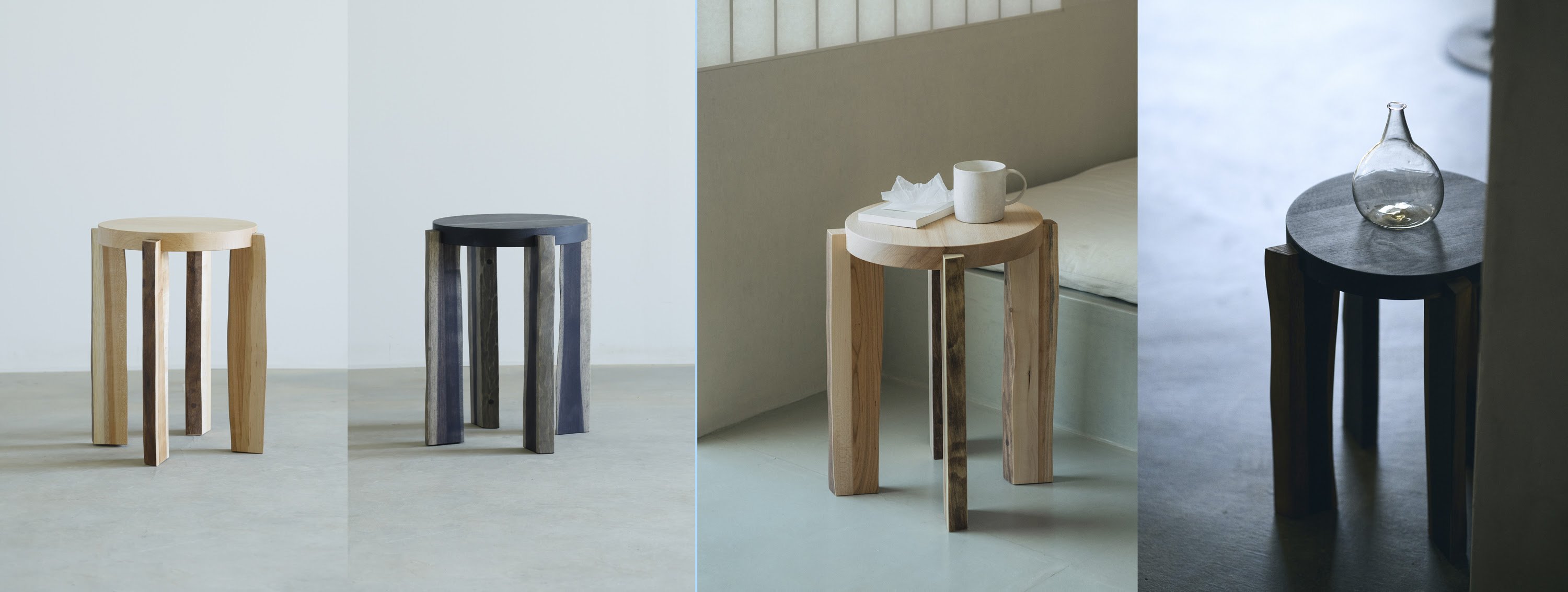 暮らしに「森の景色をつくる」家具 広葉樹の端材をいかしたスツール